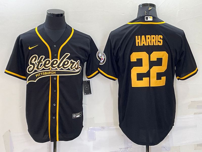 Men Pittsburgh Steelers #22 Harris Black 2022 Nike Co branded NFL Jersey